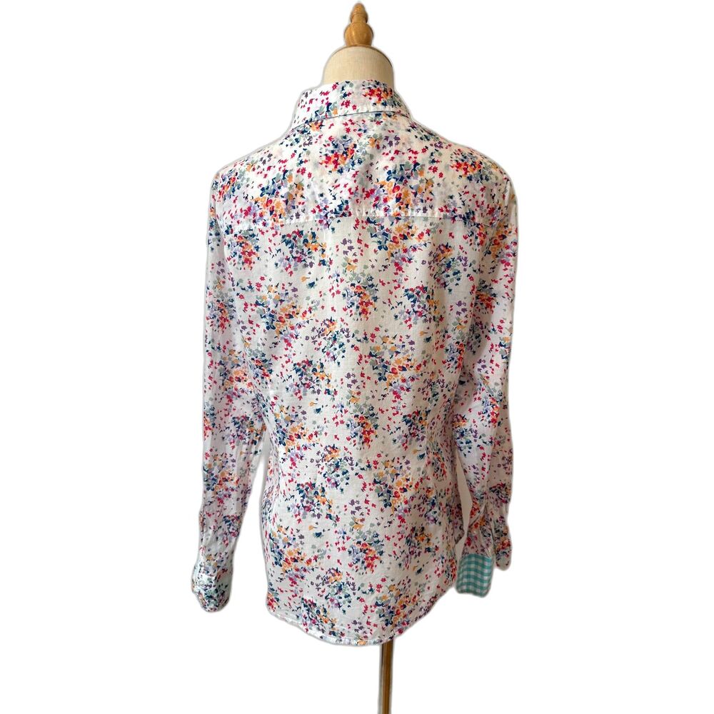 Boden Women's Floral Print Button Down Shirt UK 16R US 12R Cotton Gingham Cuffs - Picture 2 of 6